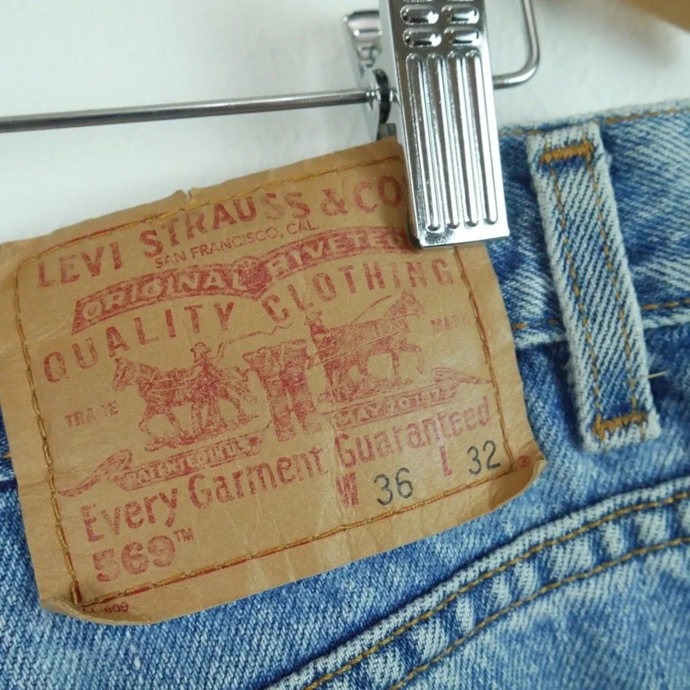 Vintage 90s Levis 569 Loose Straight Jeans Mens 36x32 Blue Denim 35 x 34 Actual